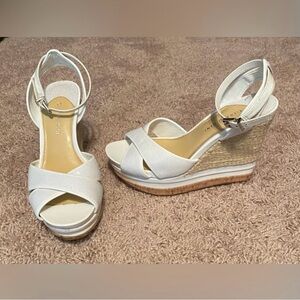 Gianni Bini Cream Wedges with Ankle Strap